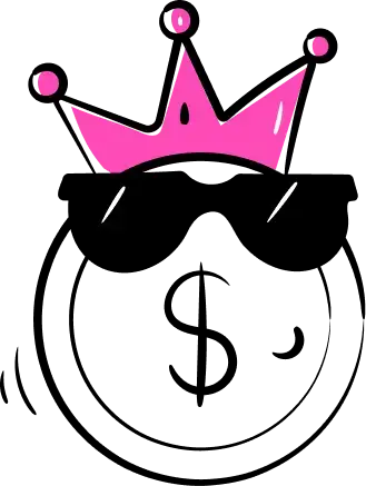 coin with crown and sunglasses