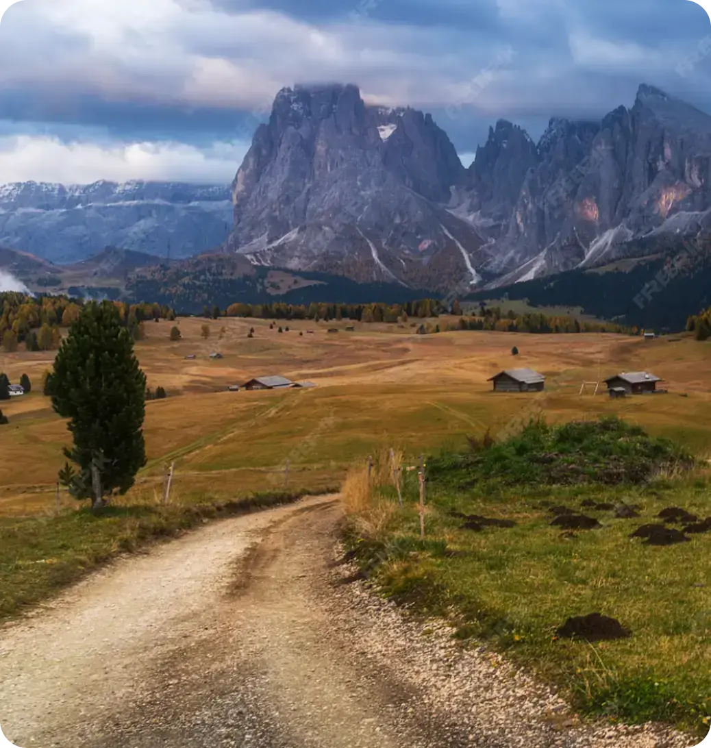 paisaje montañoso con camino de tierra